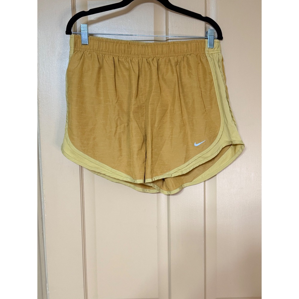 Nike Dri-FIT Tempo Running Shorts XL Mustard Yellow Ochre Mesh Gym Training